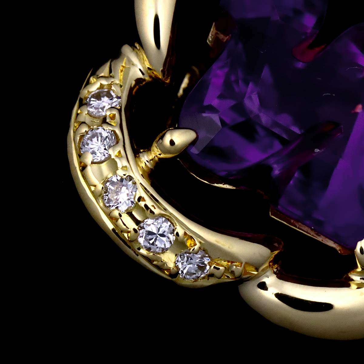 Amethyst Diamond 0.07ct Pendant Top 18K YG 750
