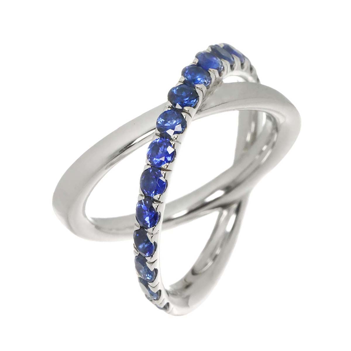 Sapphire 1.12ct Ring 18K WG 750 size5.5-5.75(US)