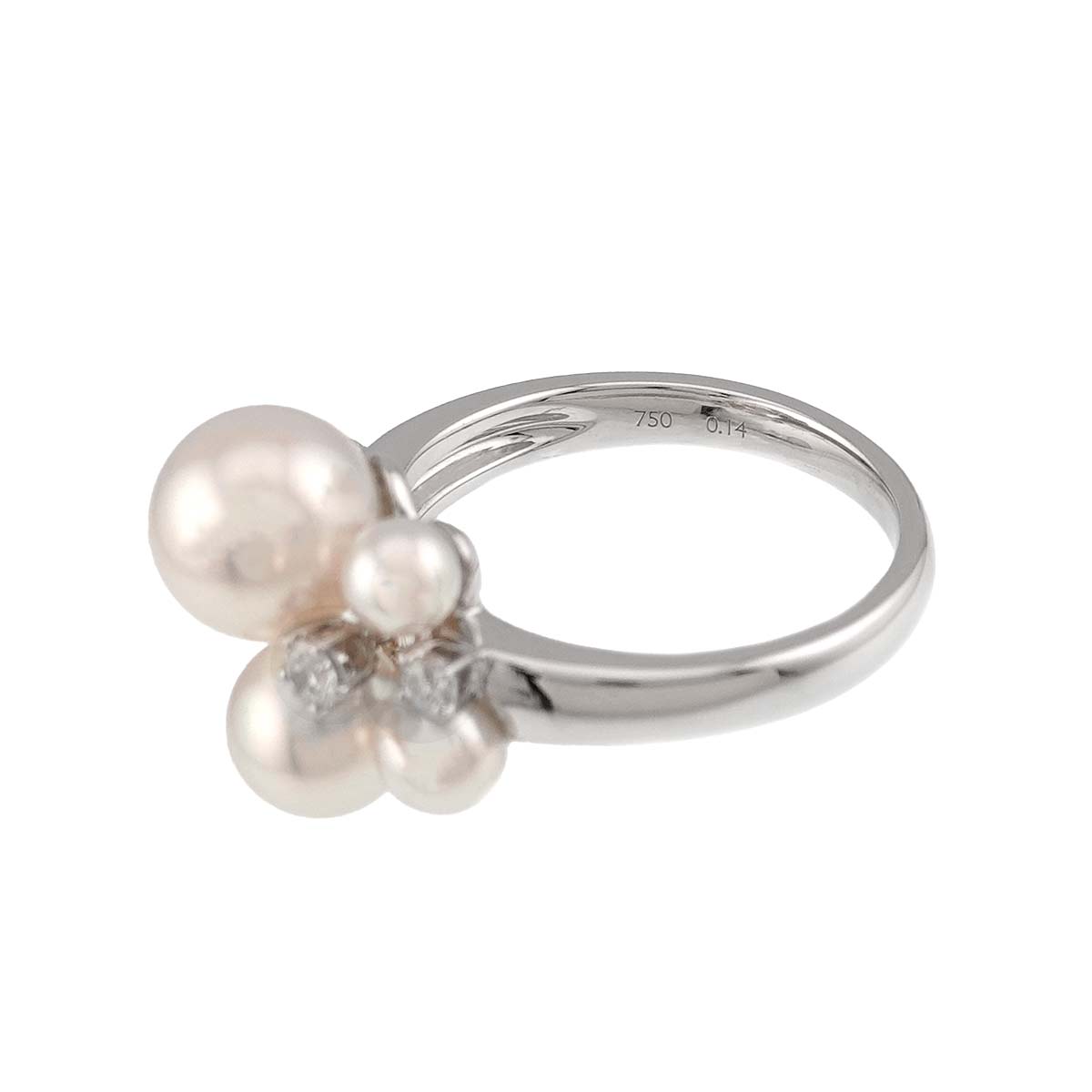 Akoya Pearl 7.9-3.9mm Diamond 0.14ct Ring 18K WG 750 6-6.25(US)