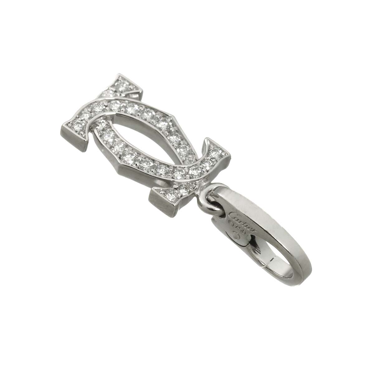 2C Diamond Charm Pendant Top 18K White Gold 750