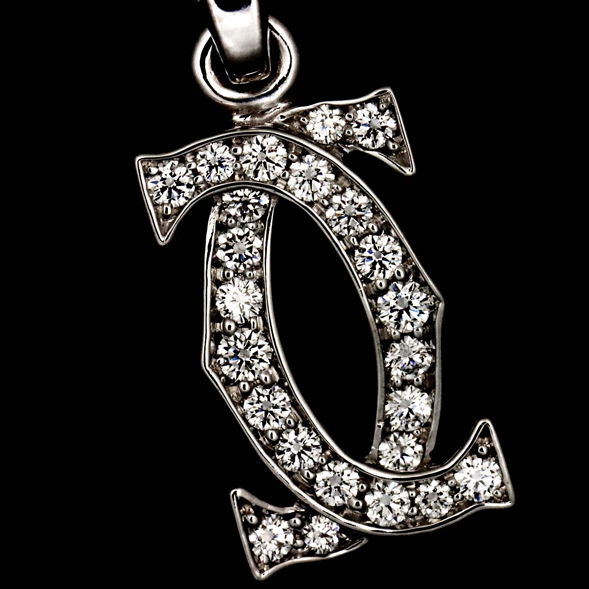 2C Diamond Charm Pendant Top 18K White Gold 750