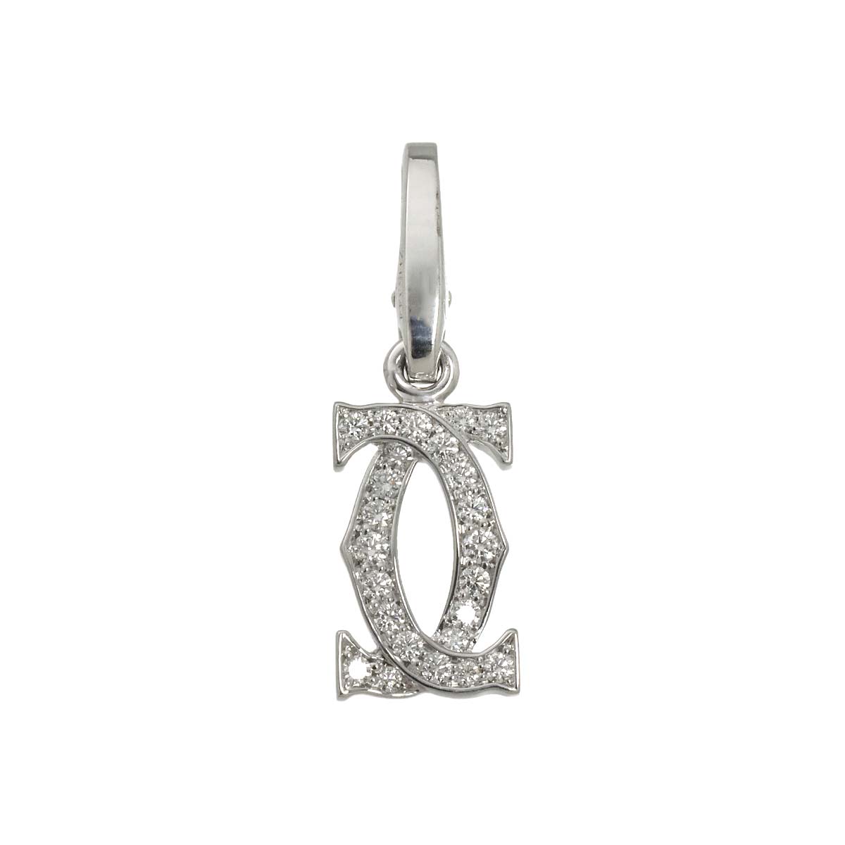 2C Diamond Charm Pendant Top 18K White Gold 750