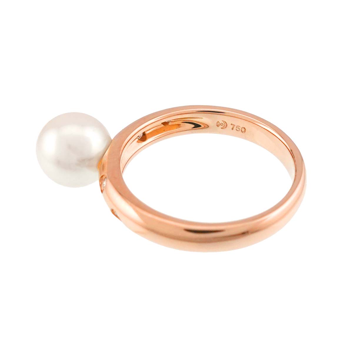 Akoya Pearl Diamond 0.05ct Ring 18K PG 750 Size5.5-5.75(US)