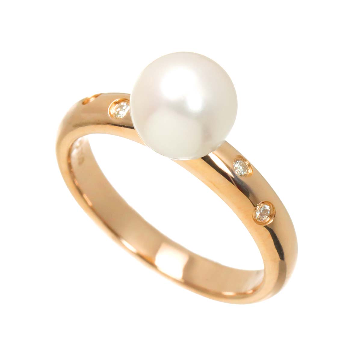 Akoya Pearl Diamond 0.05ct Ring 18K PG 750 Size5.5-5.75(US)