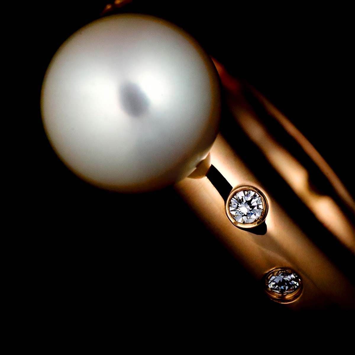 Akoya Pearl Diamond 0.05ct Ring 18K PG 750 Size5.5-5.75(US)