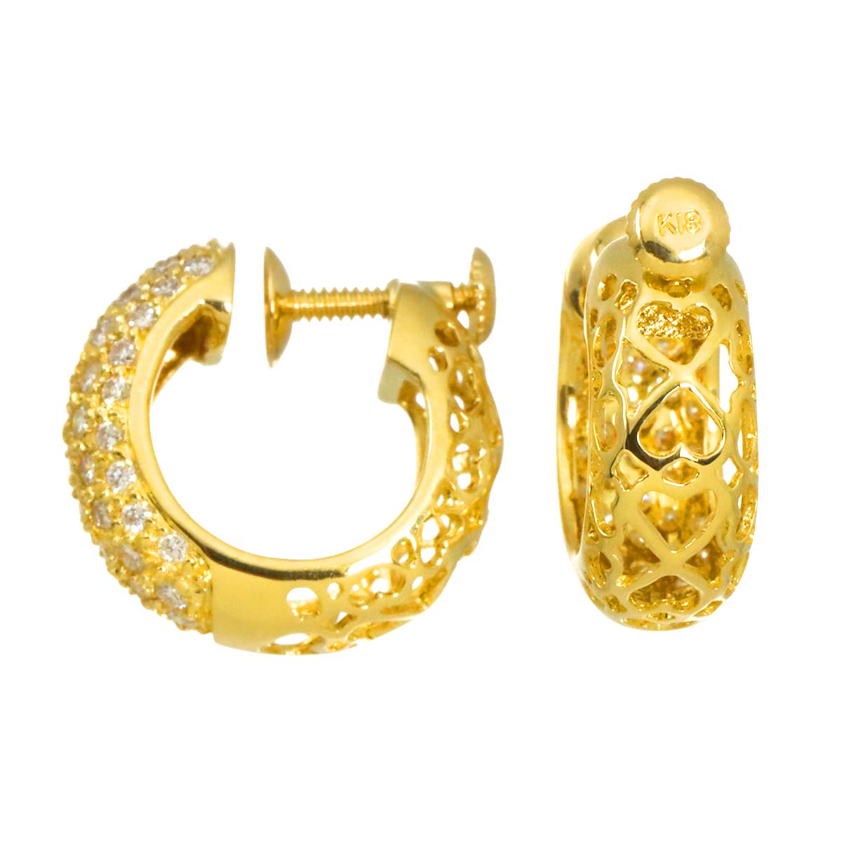 Diamond 1.10ct Earrings 18K Yellow Gold 750