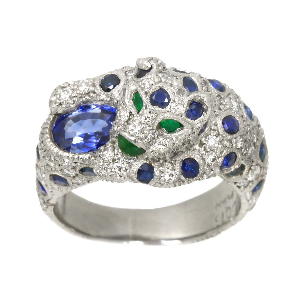 Sapphire Diamond Emerald Ring Pt Platinum size5.25-5.5(US)
