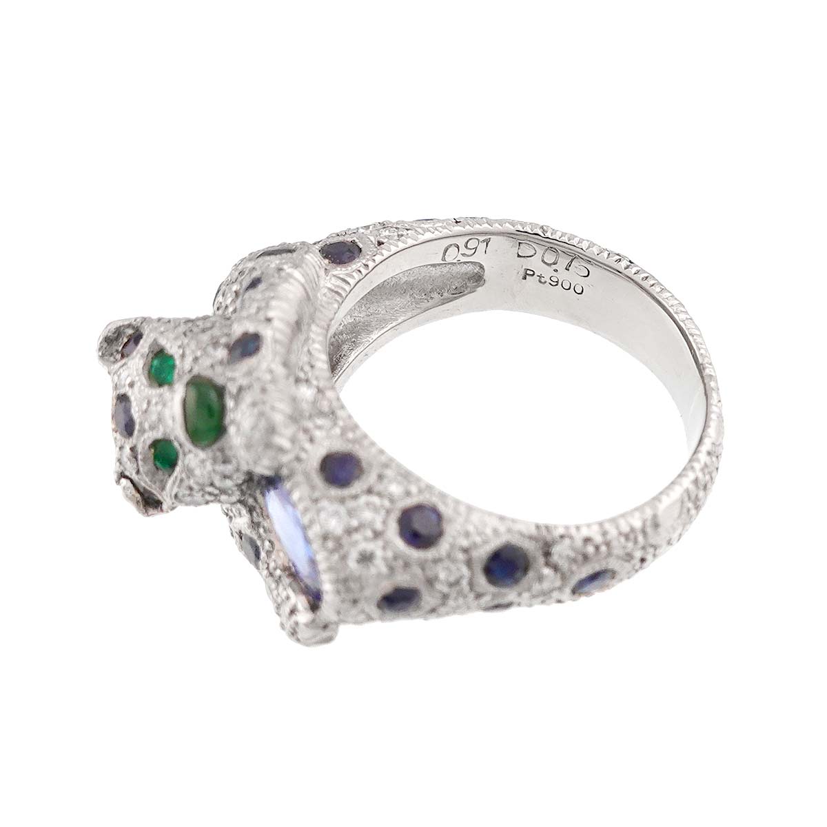 Sapphire Diamond Emerald Ring Pt Platinum size5.25-5.5(US)