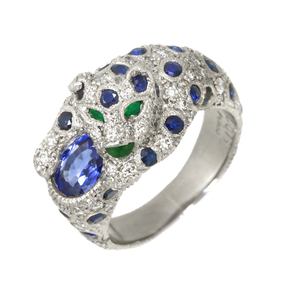 Sapphire Diamond Emerald Ring Pt Platinum size5.25-5.5(US)
