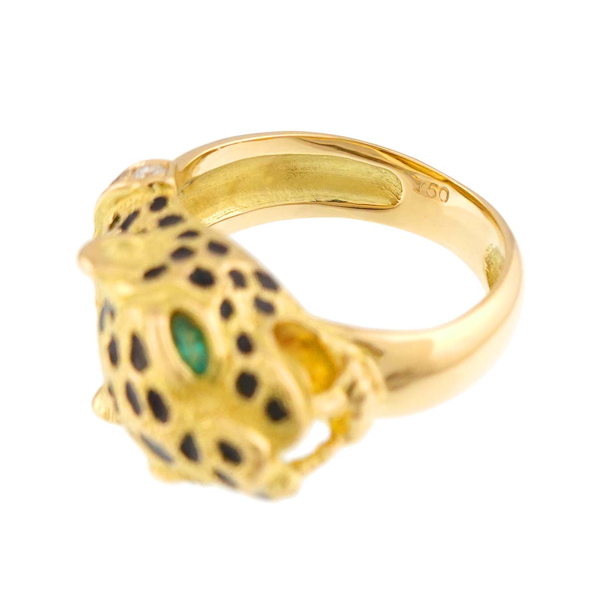 Emerald Diamond Ring 18K YG 750 size5.25((US)