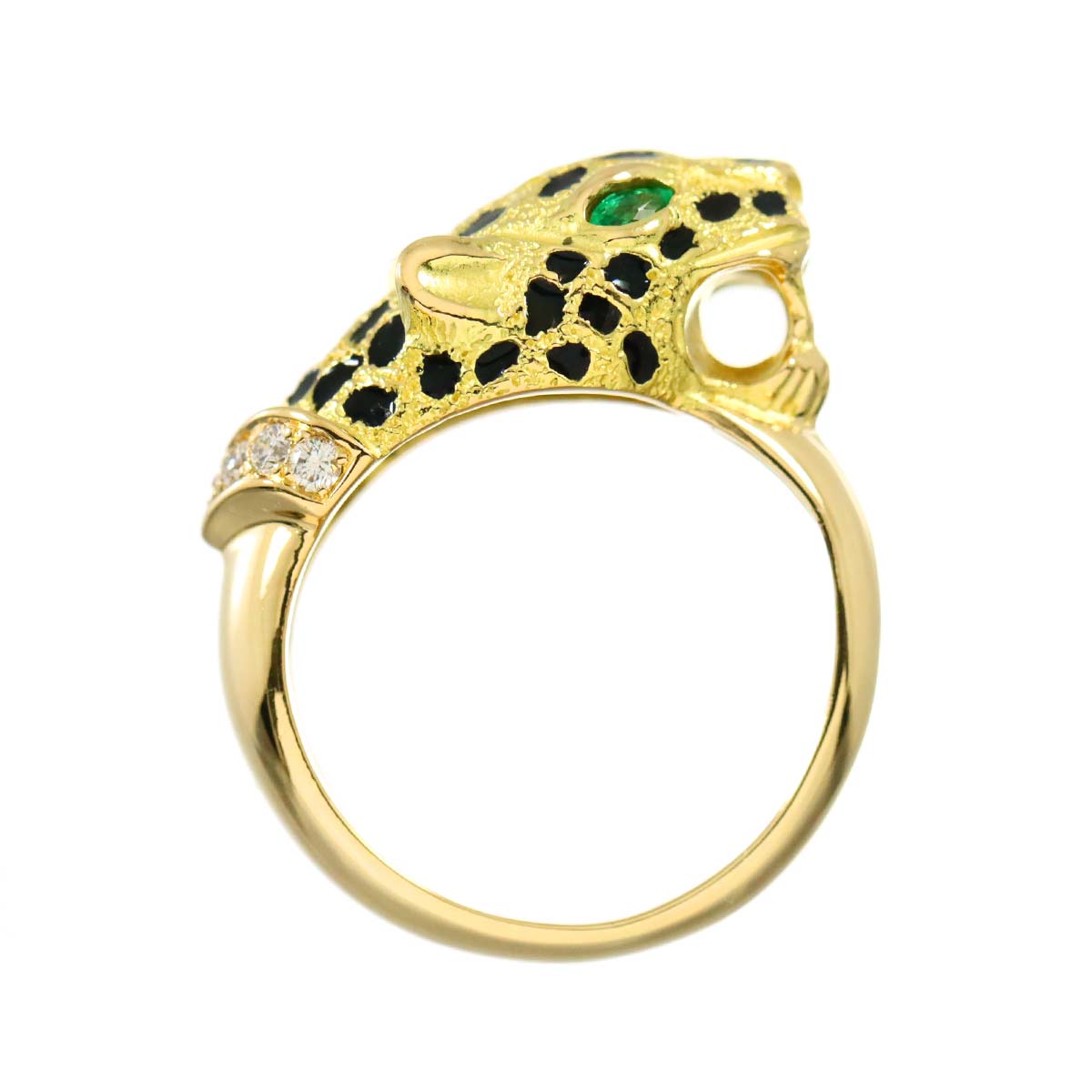 Emerald Diamond Ring 18K YG 750 size5.25((US)