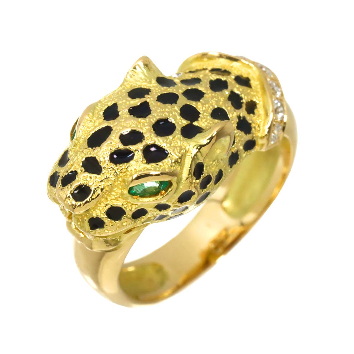 Emerald Diamond Ring 18K YG 750 size5.25((US)