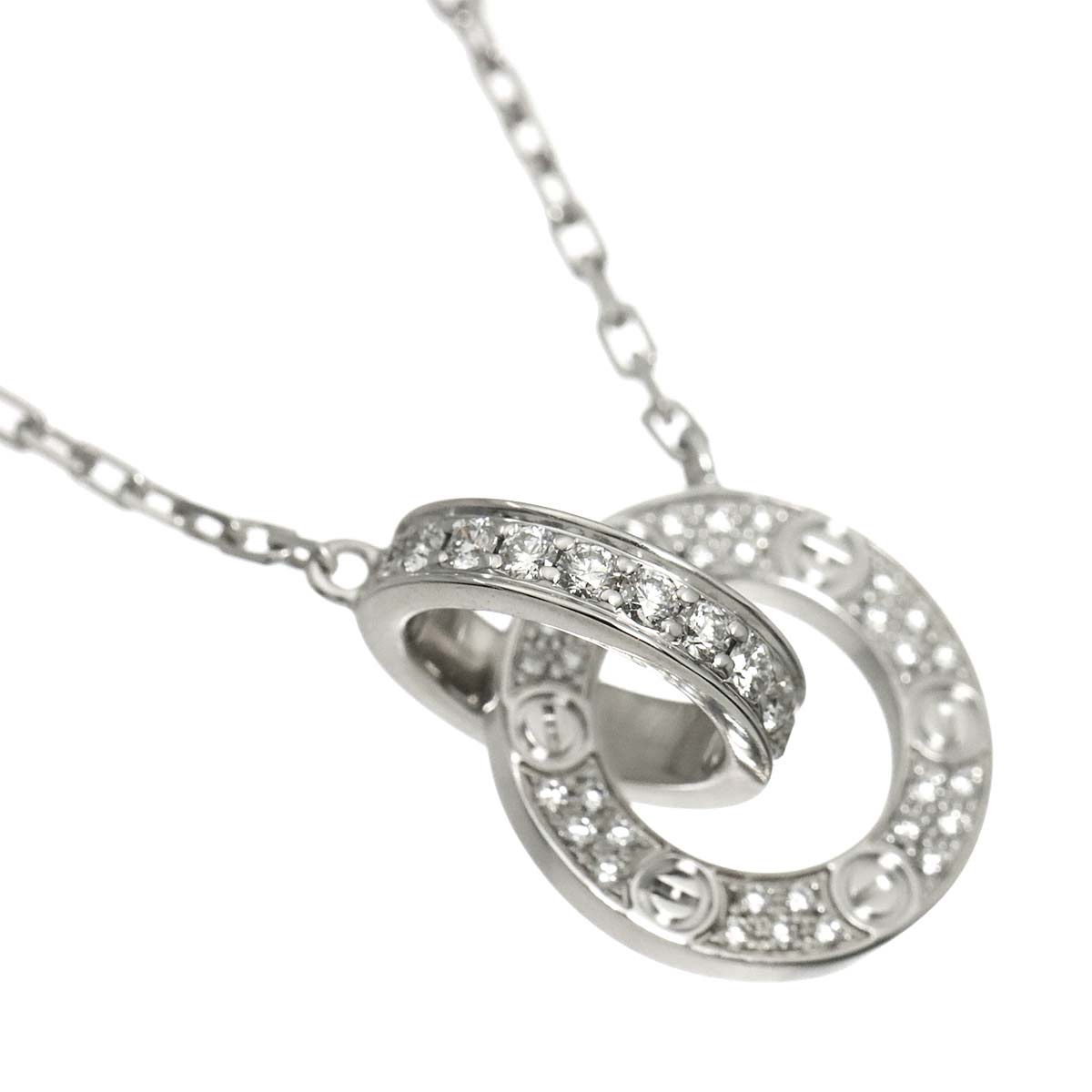 Love Circle Diamond Necklace 18K White Gold 750