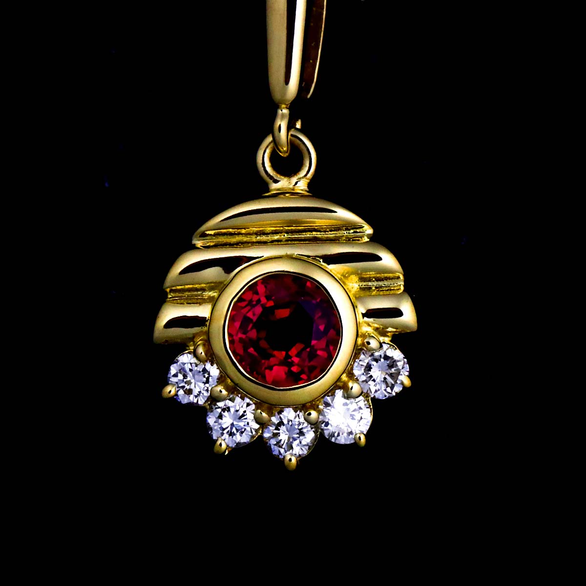 Ruby 0.30ct Diamond 0.10ct Necklace 18K Yellow Gold 750