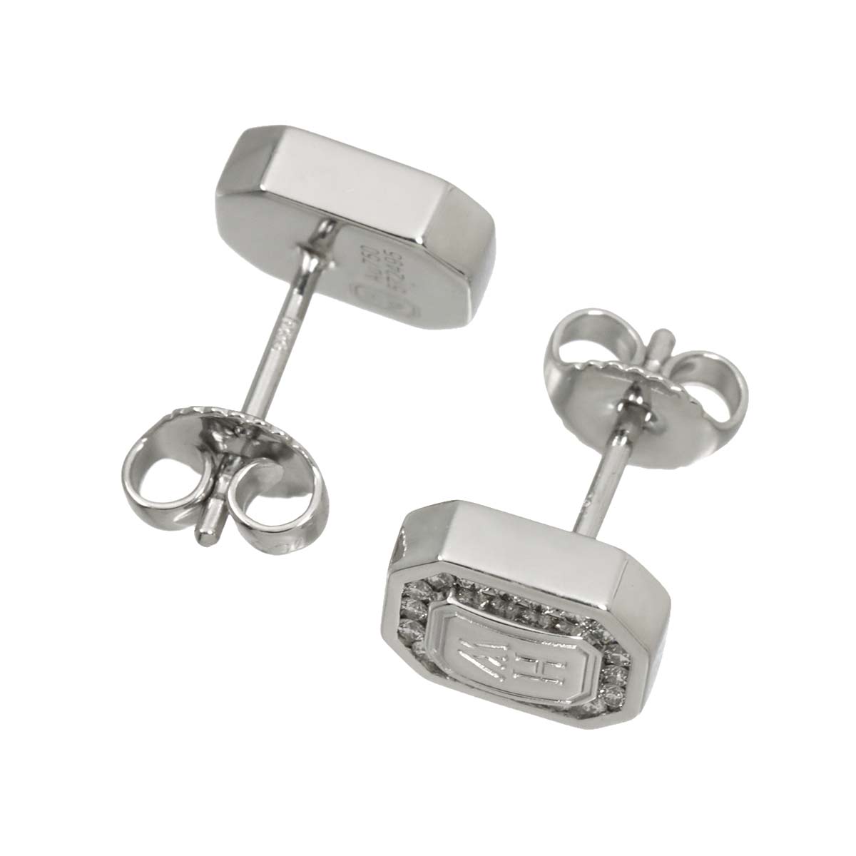 HW Logo Diamond Earrings Pierced 18K WG 750