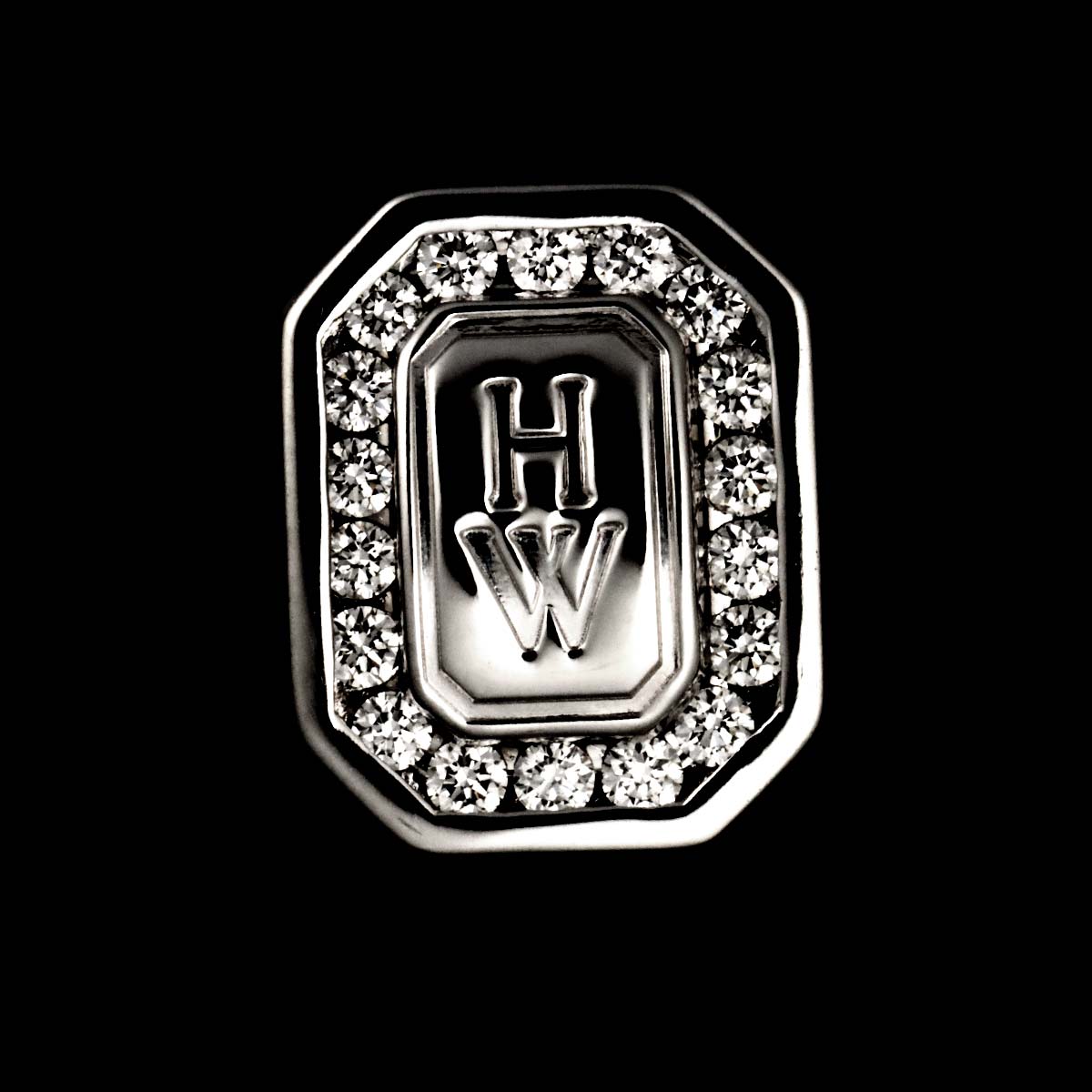 HW Logo Diamond Earrings Pierced 18K WG 750