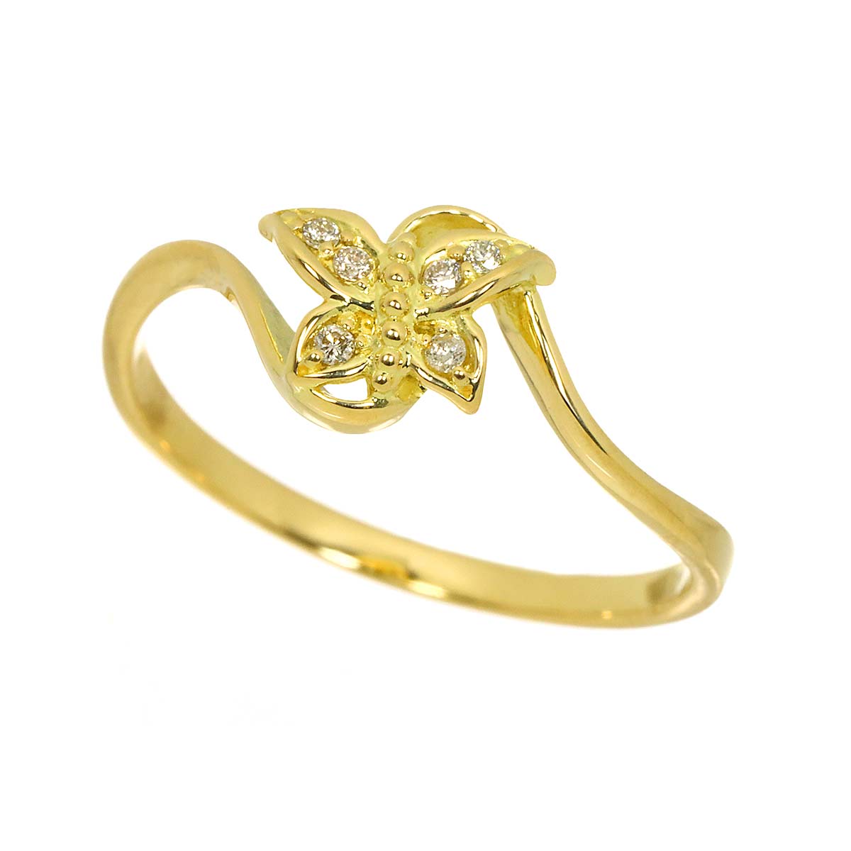 Diamond 0.04ct Ring 18K YG Yellow Gold 750 Size8-8.25(US)
