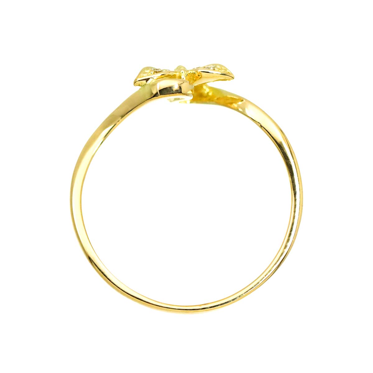 Diamond 0.04ct Ring 18K YG Yellow Gold 750 Size8-8.25(US)