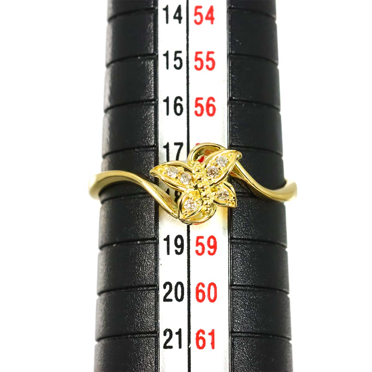 Diamond 0.04ct Ring 18K YG Yellow Gold 750 Size8-8.25(US)