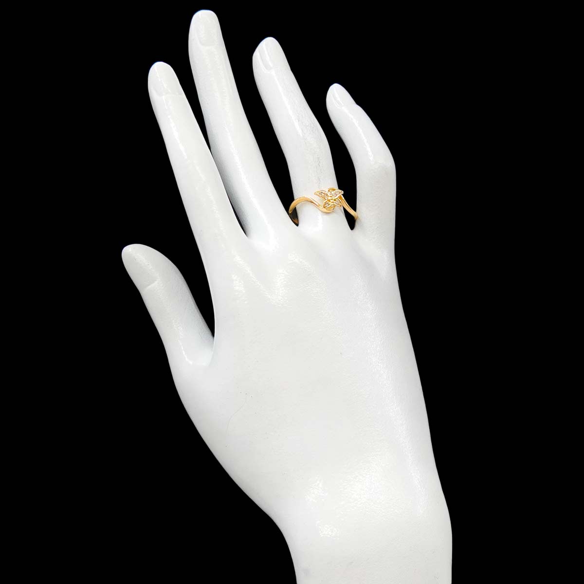 Diamond 0.04ct Ring 18K YG Yellow Gold 750 Size8-8.25(US)