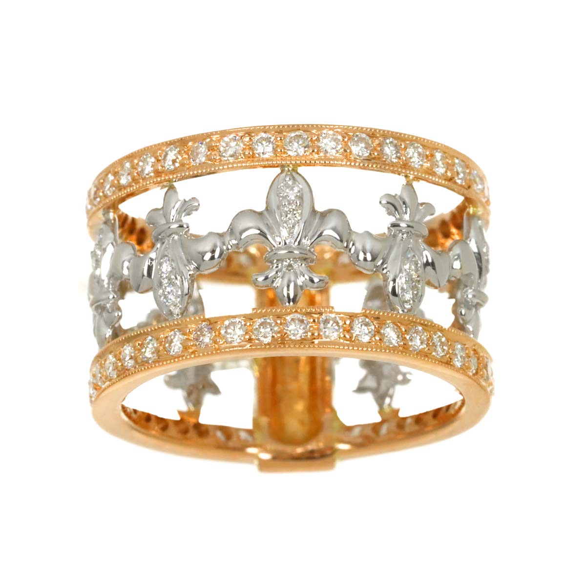 Diamond 0.88ct Ring 18K K18 WG PG White Pink Gold size6.75(US)