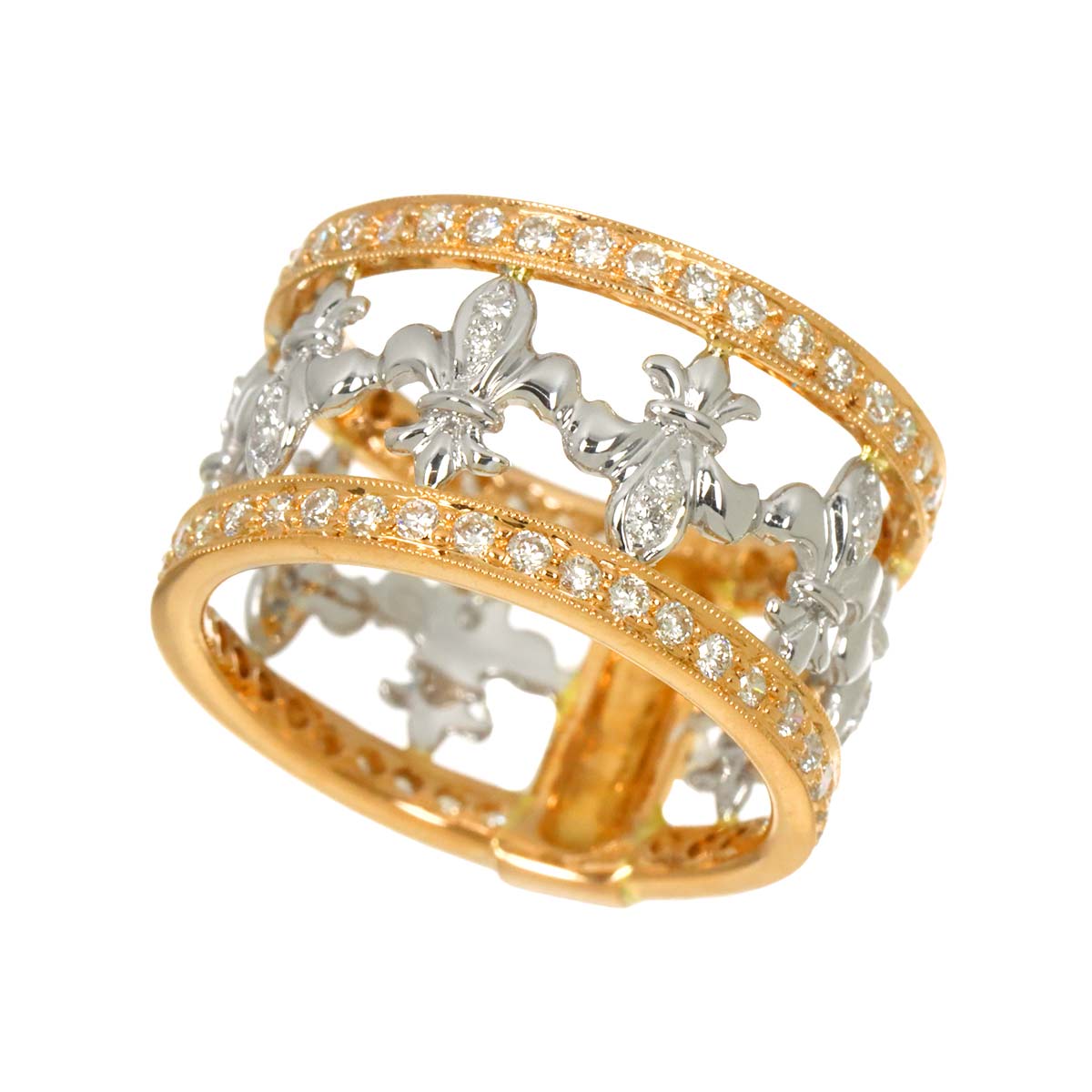 Diamond 0.88ct Ring 18K K18 WG PG White Pink Gold size6.75(US)
