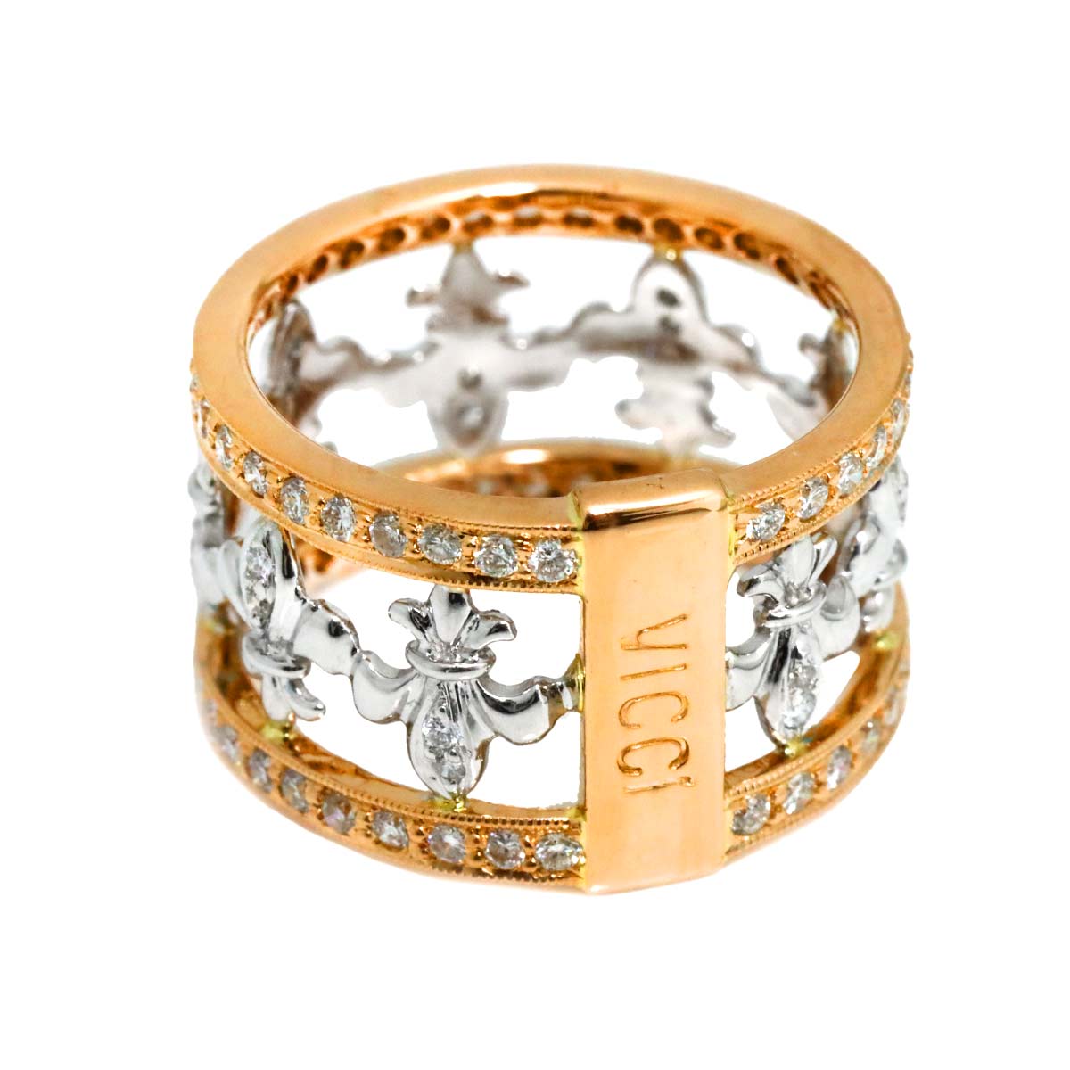 Diamond 0.88ct Ring 18K K18 WG PG White Pink Gold size6.75(US)