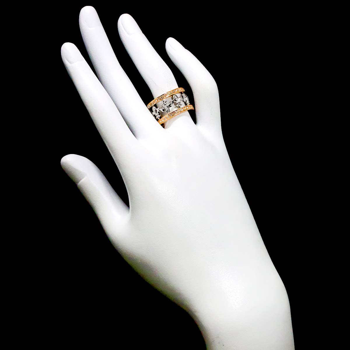 Diamond 0.88ct Ring 18K K18 WG PG White Pink Gold size6.75(US)