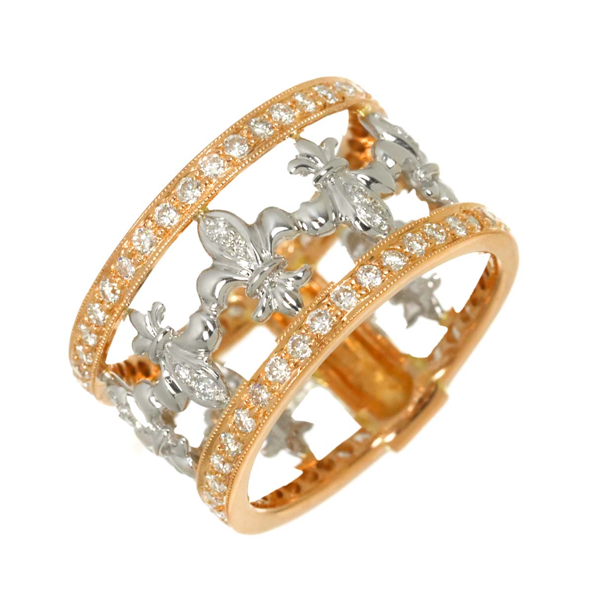 Diamond 0.88ct Ring 18K K18 WG PG White Pink Gold size6.75(US)