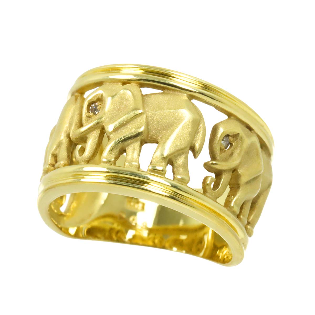 Diamond 0.03ct Ring 18K YG Yellow Gold 750 size6(US)