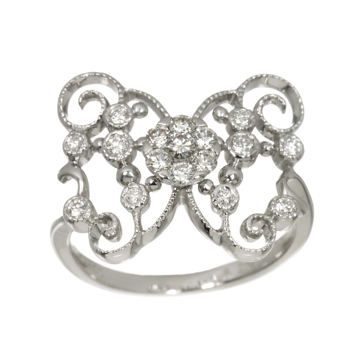 Diamond 0.31ct Ring 18K K18 WG White Gold size5.5-5.75(US)