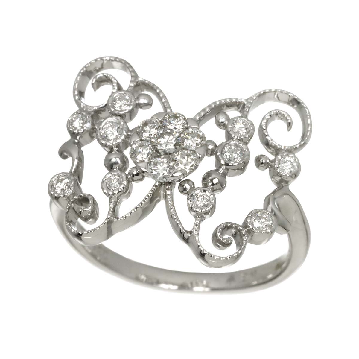 Diamond 0.31ct Ring 18K K18 WG White Gold size5.5-5.75(US)
