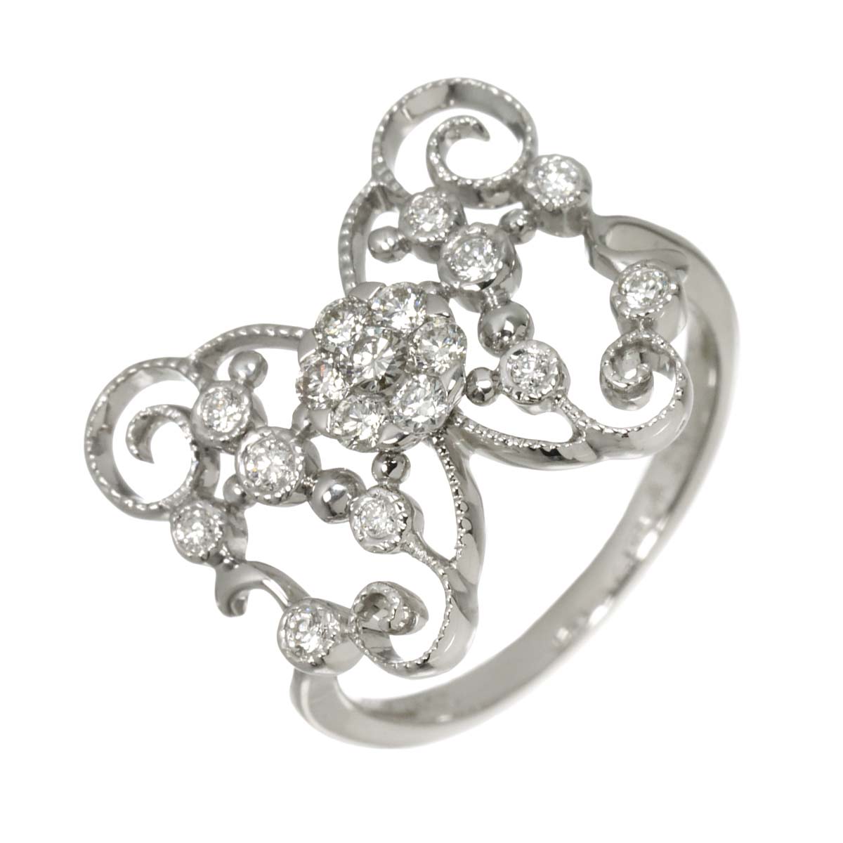 Diamond 0.31ct Ring 18K K18 WG White Gold size5.5-5.75(US)