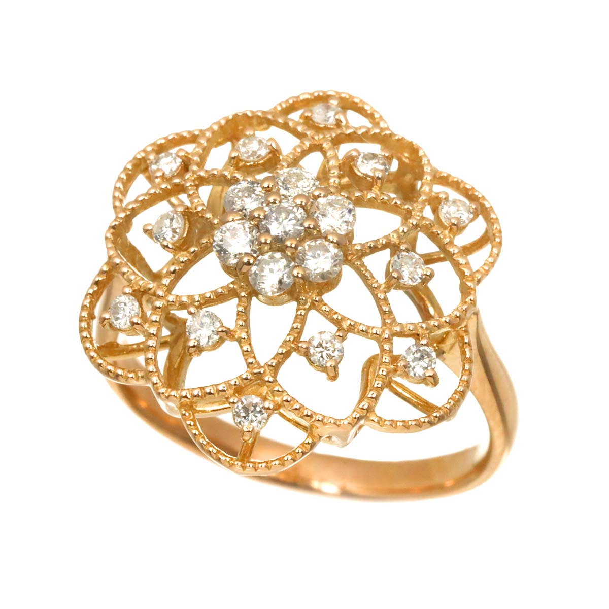 Diamond 0.50ct Ring 18K PG Pink Gold 750 Size6.75(US)