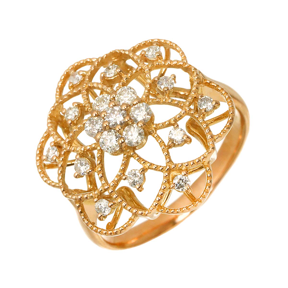 Diamond 0.50ct Ring 18K PG Pink Gold 750 Size6.75(US)