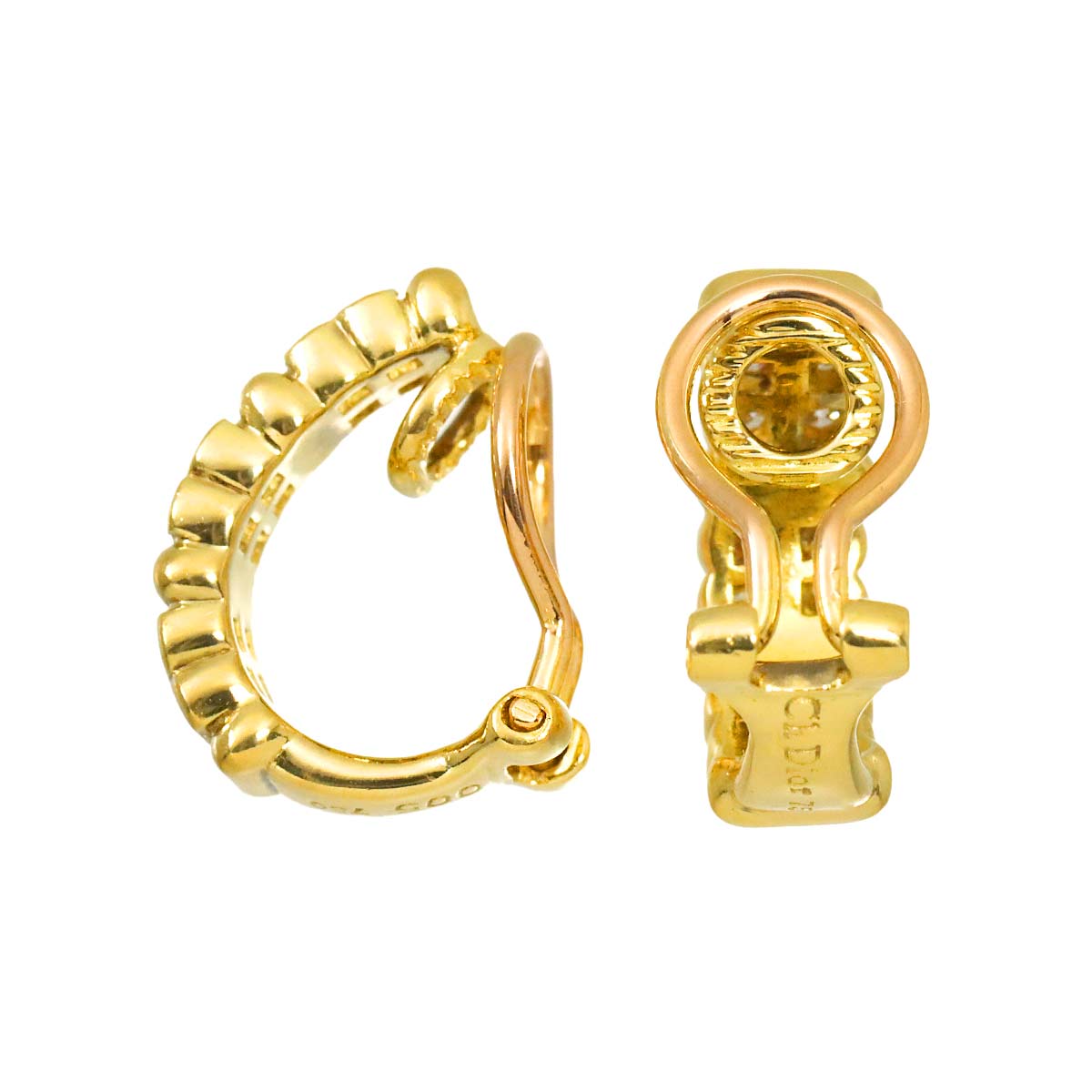 Diamond Earrings Clip on 18K YG 750