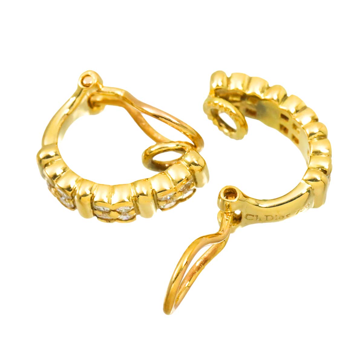Diamond Earrings Clip on 18K YG 750