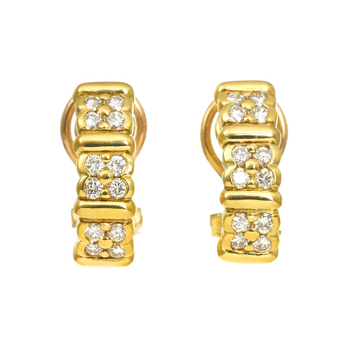 Diamond Earrings Clip on 18K YG 750