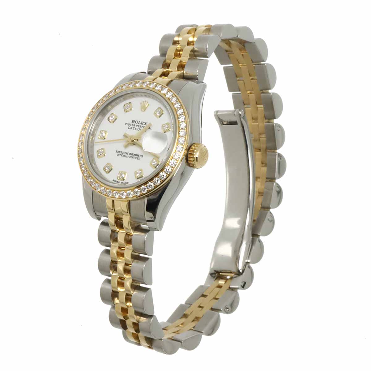 Datejust 179383G Serial Random Diamond 750 YG White Dial Ladies