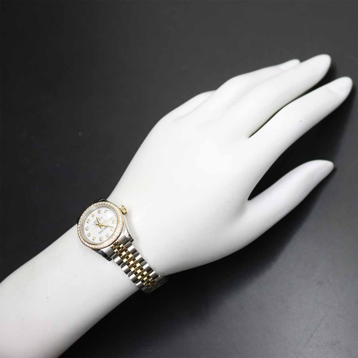 Datejust 179383G Serial Random Diamond 750 YG White Dial Ladies