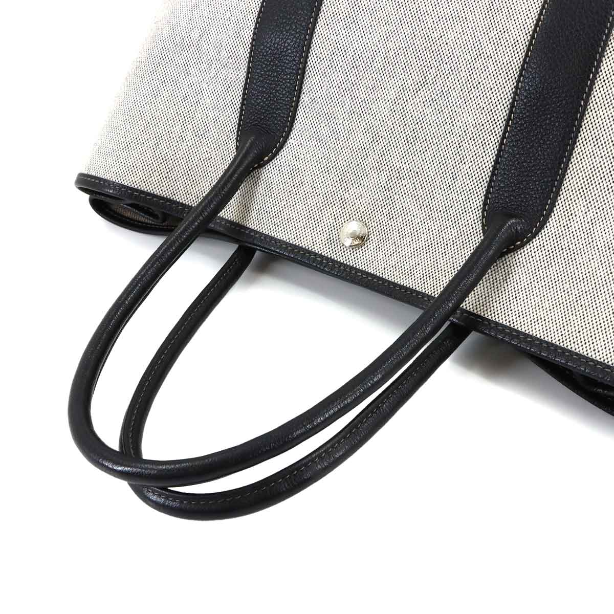 Garden Party PM Tote Bag Toile H Leather Black Gray