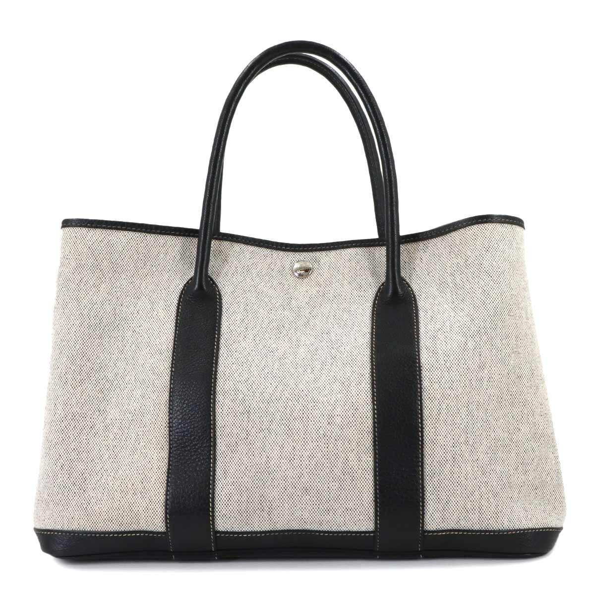 Garden Party PM Tote Bag Toile H Leather Black Gray