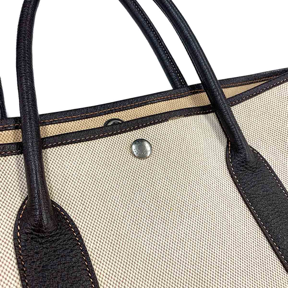 Garden Party PM Tote Bag Toile H Leather Natural Marron Purse