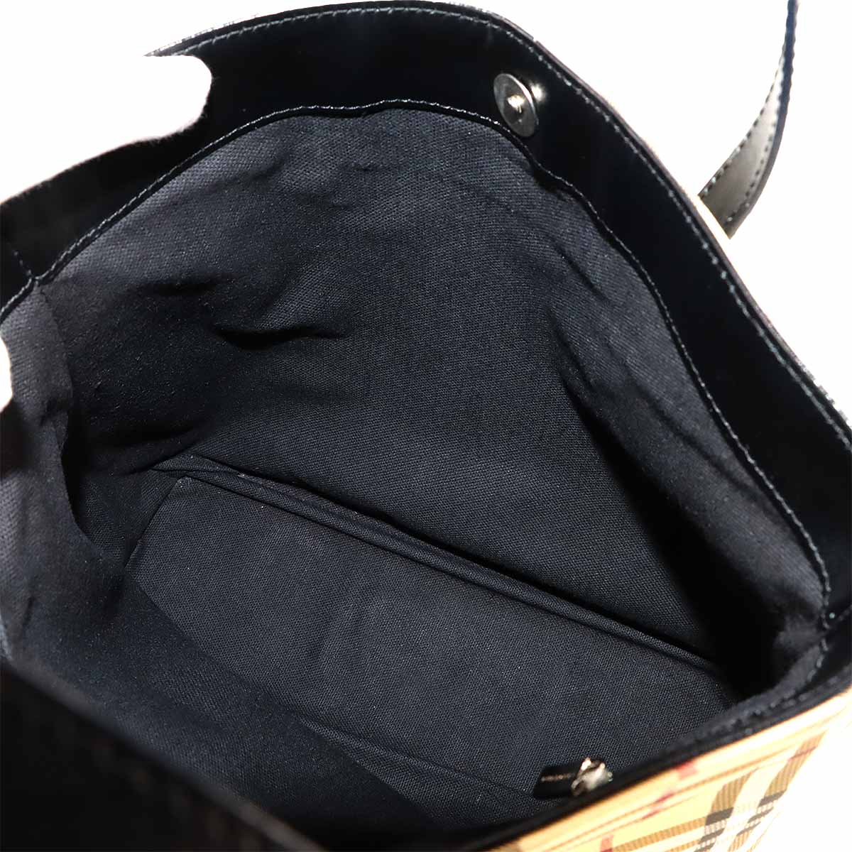 Plaid Tote Bag PVC Leather Beige Black Purse