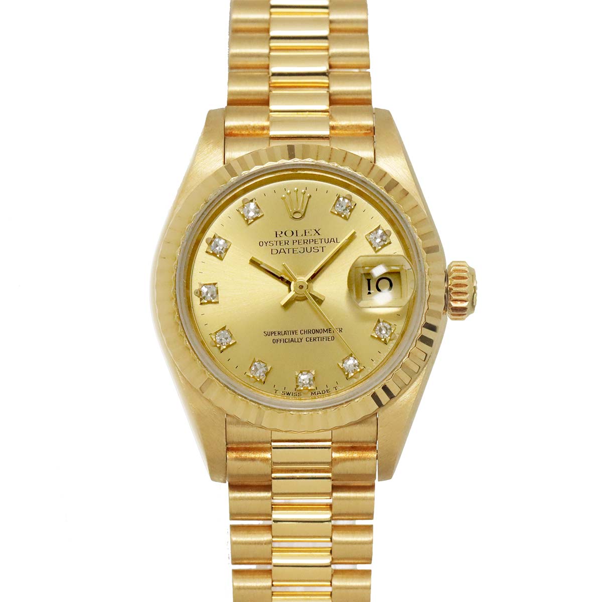 Datejust 69178G Serial 9 750 YG 10P Diamond Gold Dial Ladies