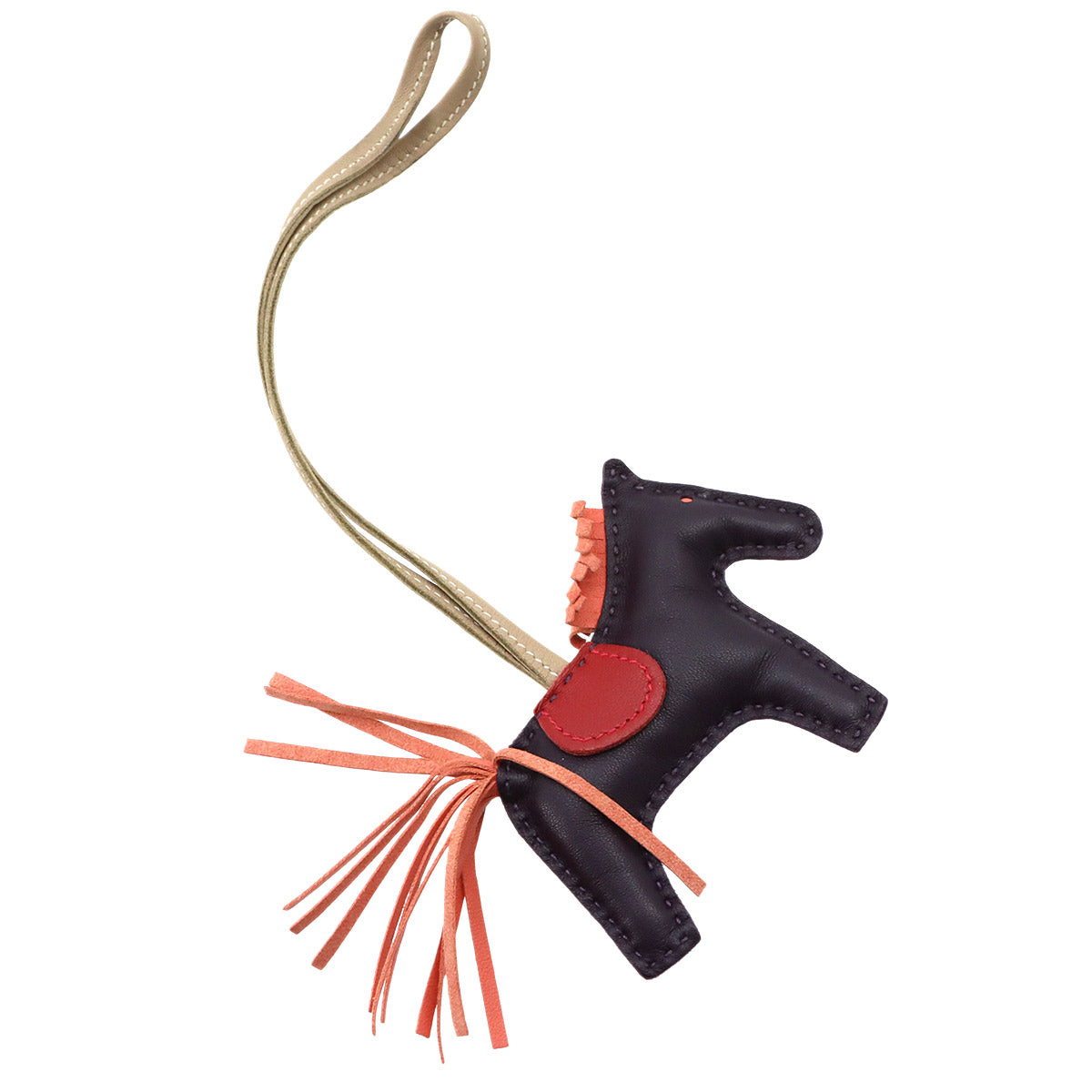 Rodeo PM Bag Charm Agneau Milo Raisin Flamingo Rouge Vif
