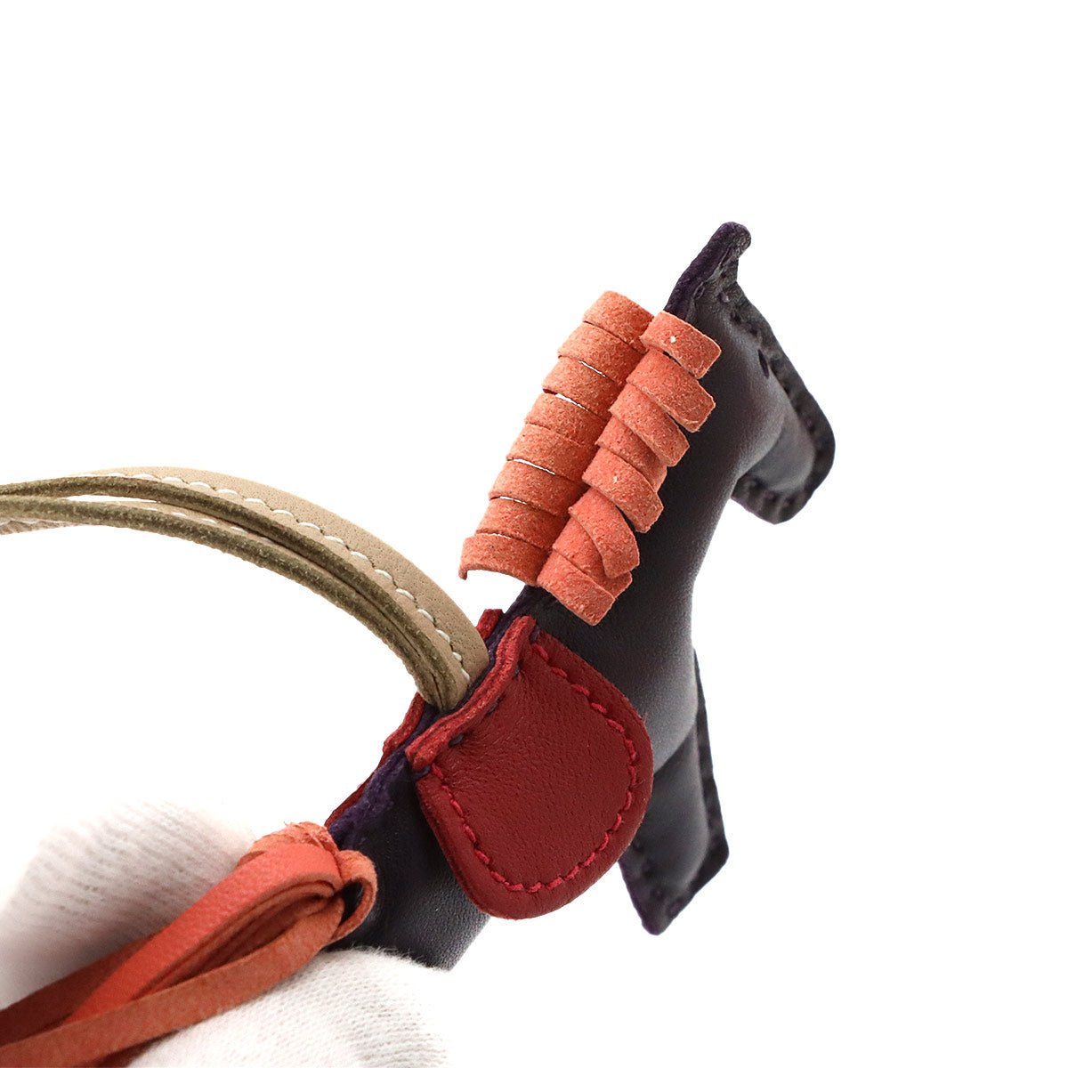 Rodeo PM Bag Charm Agneau Milo Raisin Flamingo Rouge Vif