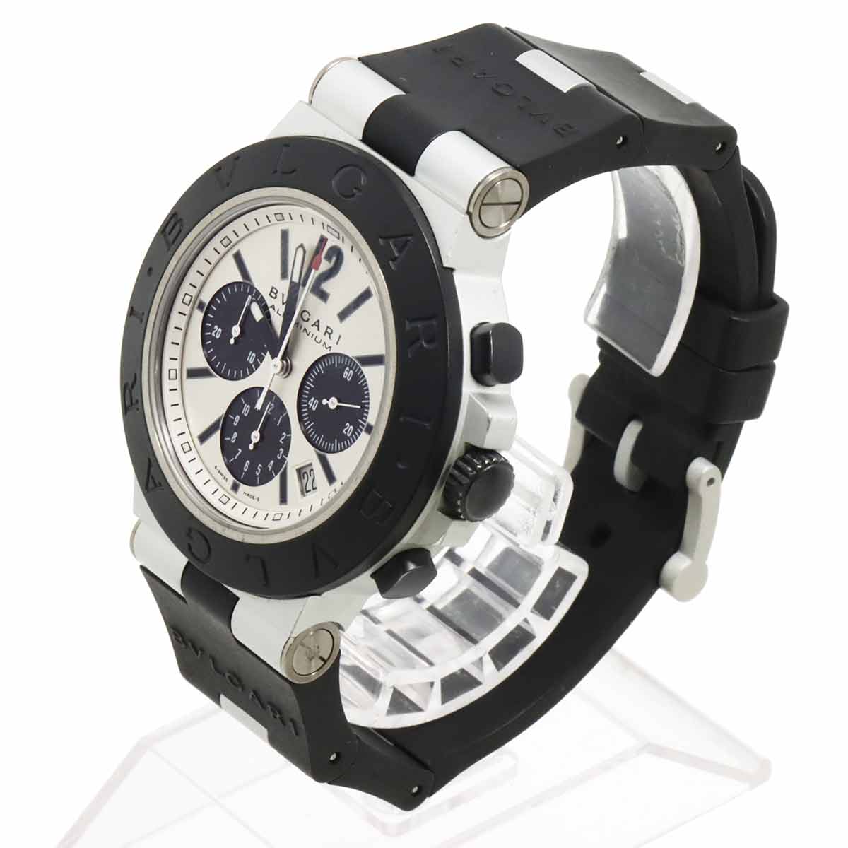 Aluminum AC44TA Chronograph Date Silver Black Dial Mens