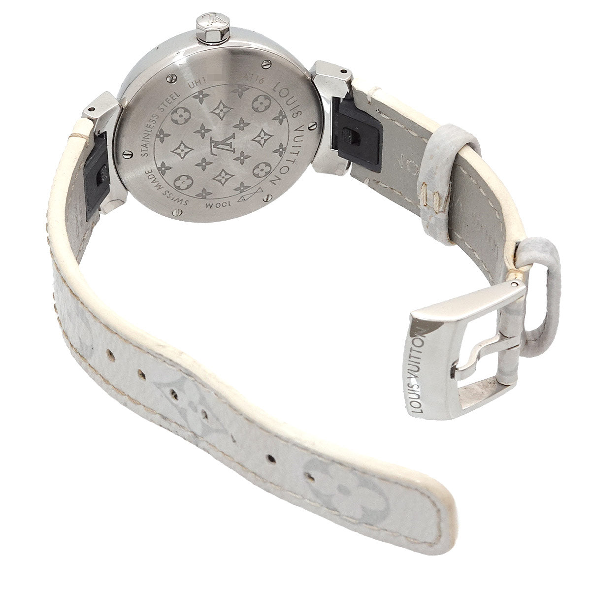Tambour MM QA116 Quartz Monogram White Dial Ladies