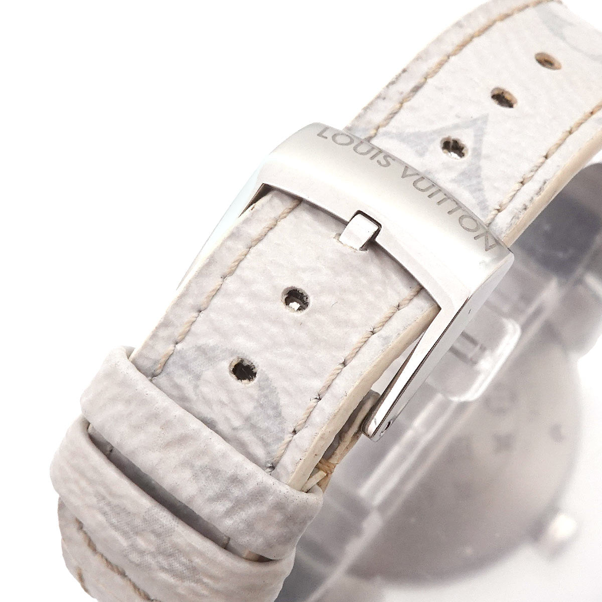 Tambour MM QA116 Quartz Monogram White Dial Ladies